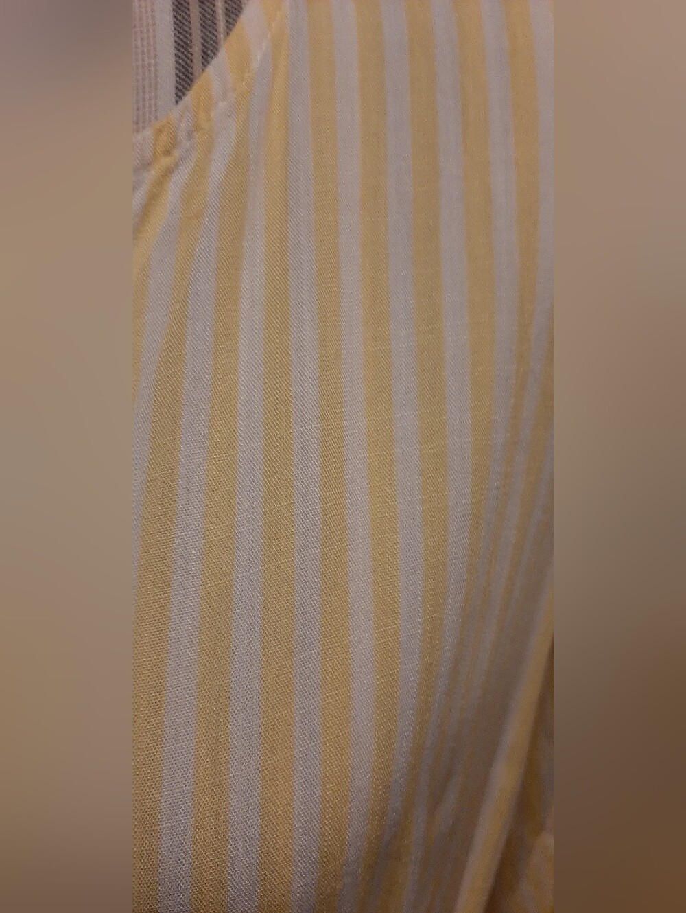 Women’s Pale Yellow Striped Long Sleeve Midi Dress - Picture 2 of 4